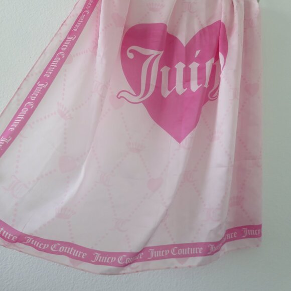 (#Z-1) Juicy Couture Sheer Multi-wear Square Pink Heart JC Logo Print Sc… - Picture 3 of 4
